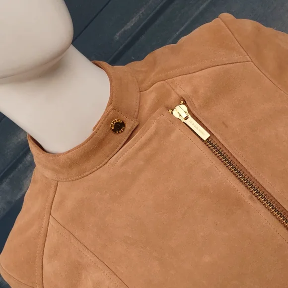Michael Kors Ladies Genuine Italian Cow Leather Jacket w/Metal Accents